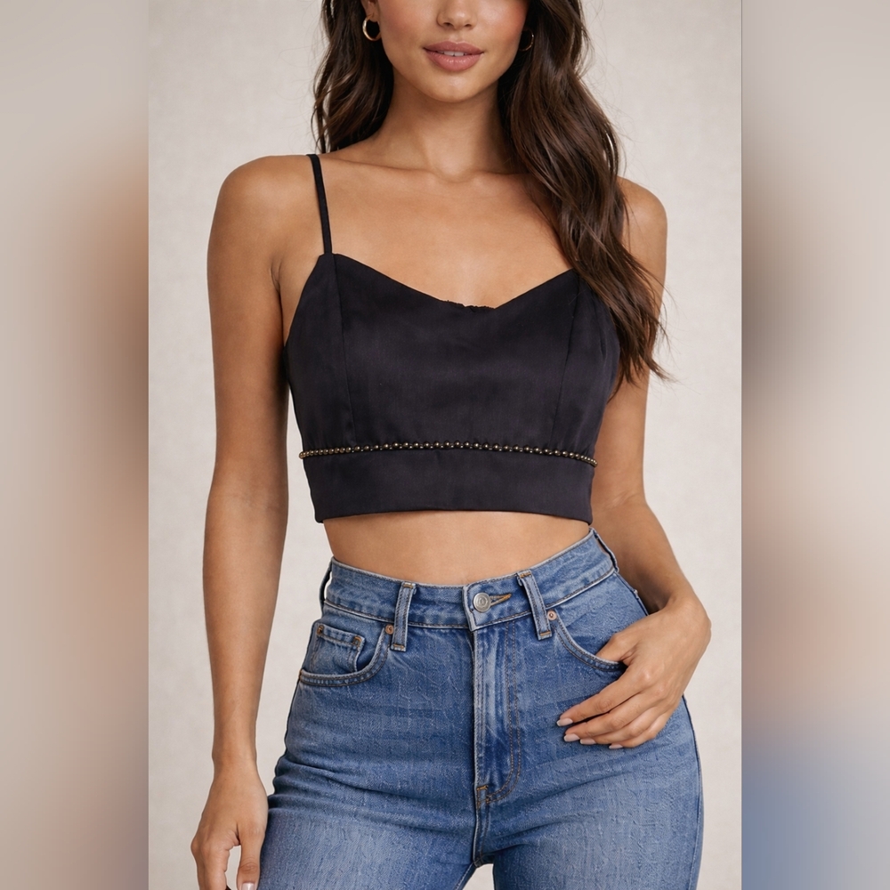 House of Harlow 1969 Studded Crop Cami XS - Picture 3 of 6